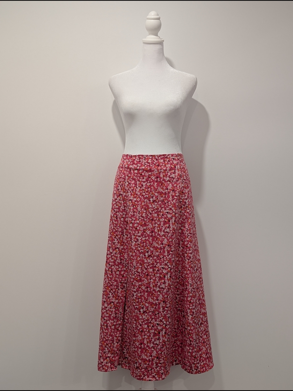Dynamite Satin Floral Midi Skirt with Side Slit - Bright Pink
